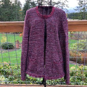 Atmosphere Women's size Large Maroon-Black-White Knit Cardigan